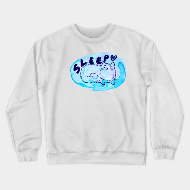 Sleepy Watercolor Kitty Crewneck Sweatshirt by saradaboru